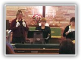 The Bell Choir, led by Ken Johnson, performed during the February 16, 2014, Worship Service