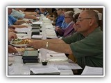 Food is shared at the Maundy Thursday re-enactment of the Passover meal on Maundy Thursday.